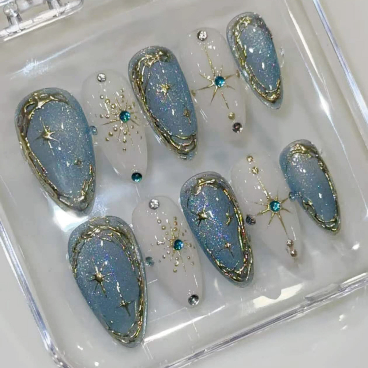 Nail Art Overlay - 24pcs Gilded Starlight Stick on Nail