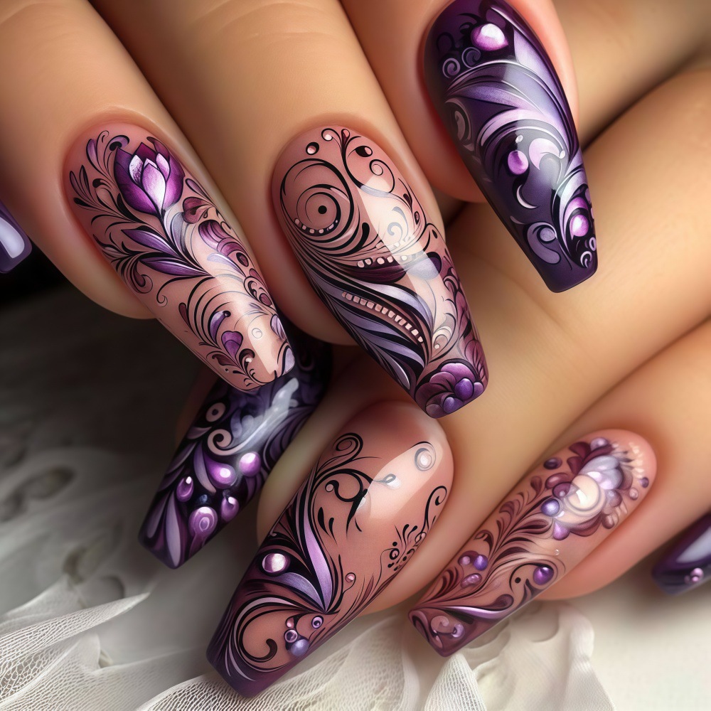 Nail Art Overlay - Medium fake nails for women girls