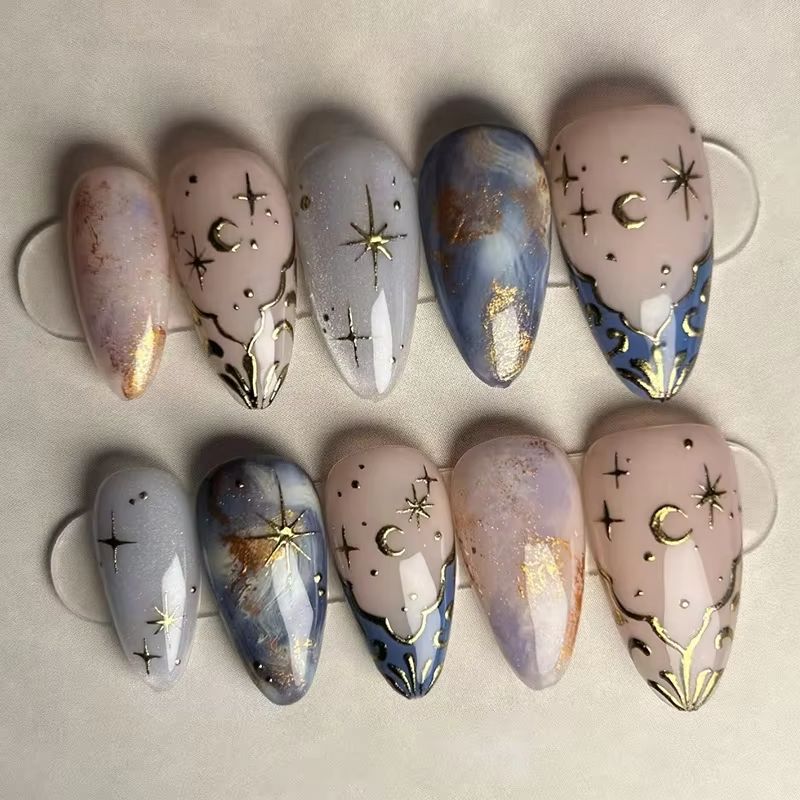 24Pcs Short Almond Nails Set F - Nail Art Overlay recension och pris