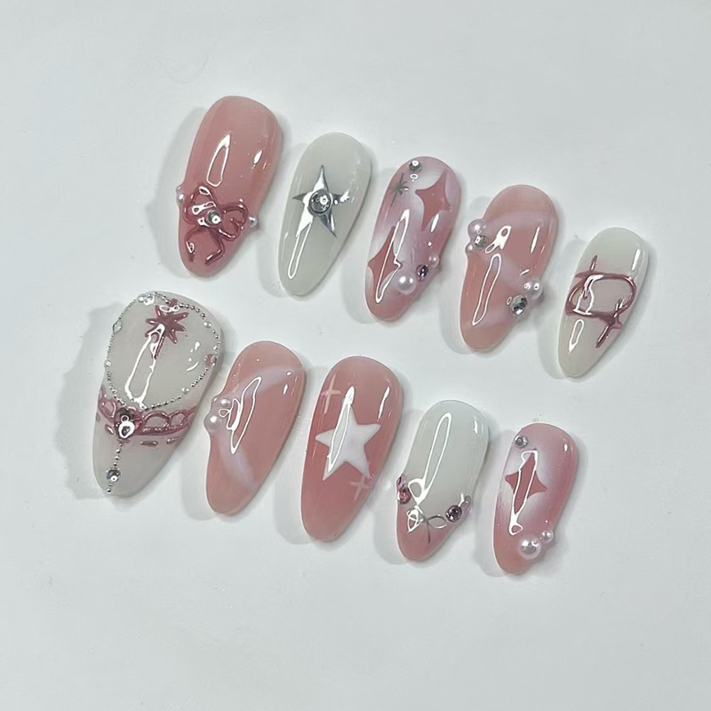 24Pcs Short Almond Nails Set F - Nail Art Overlay recension och pris