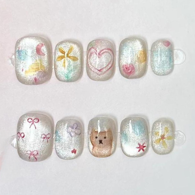10Pcs Cute Short Round Handmad - Nail Art Overlay recension och pris