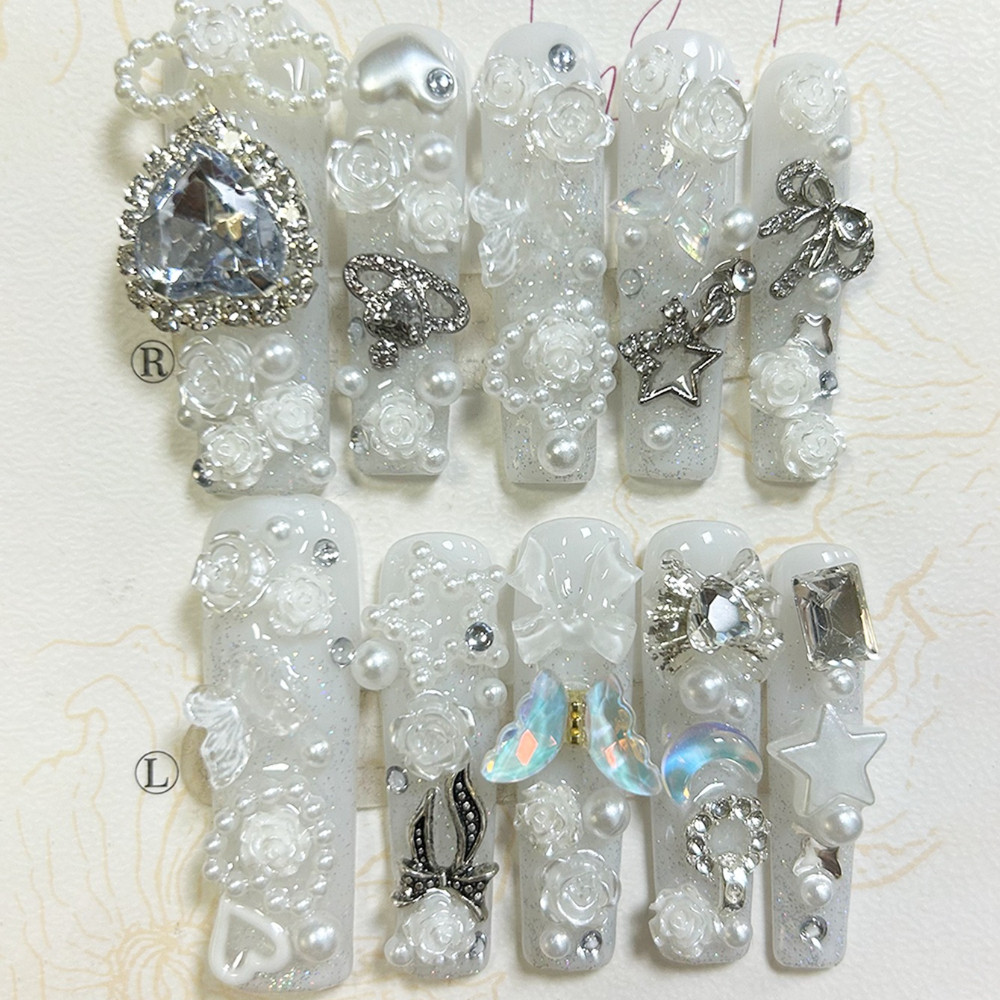 10PCS Cute Jirai Kei White Han - Nail Art Overlay recension och pris