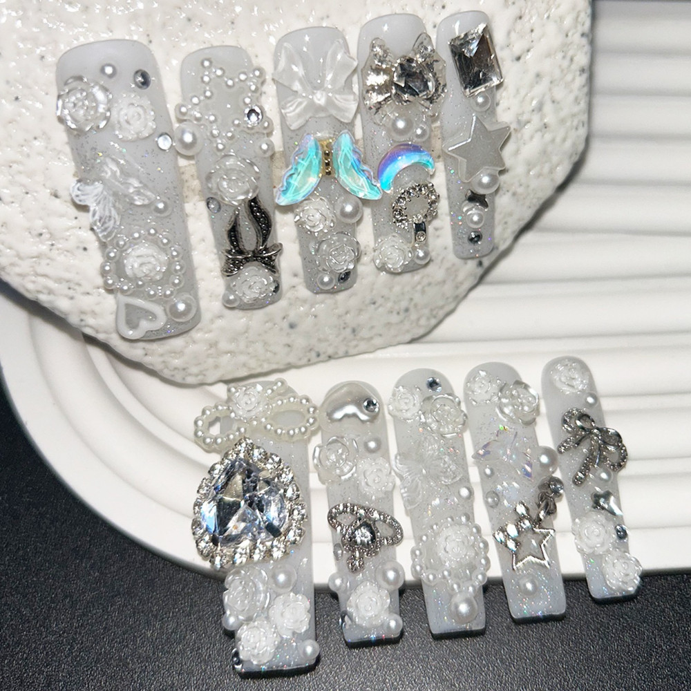 10PCS Cute Jirai Kei White Han - Nail Art Overlay recension och pris