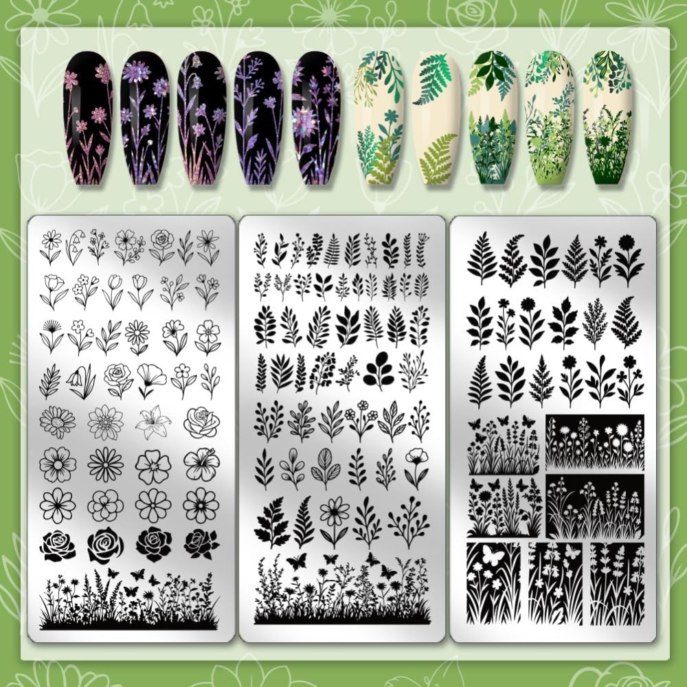 3pcs Flower Leaf Nail Stamping - Nail Art Inspo recension och pris