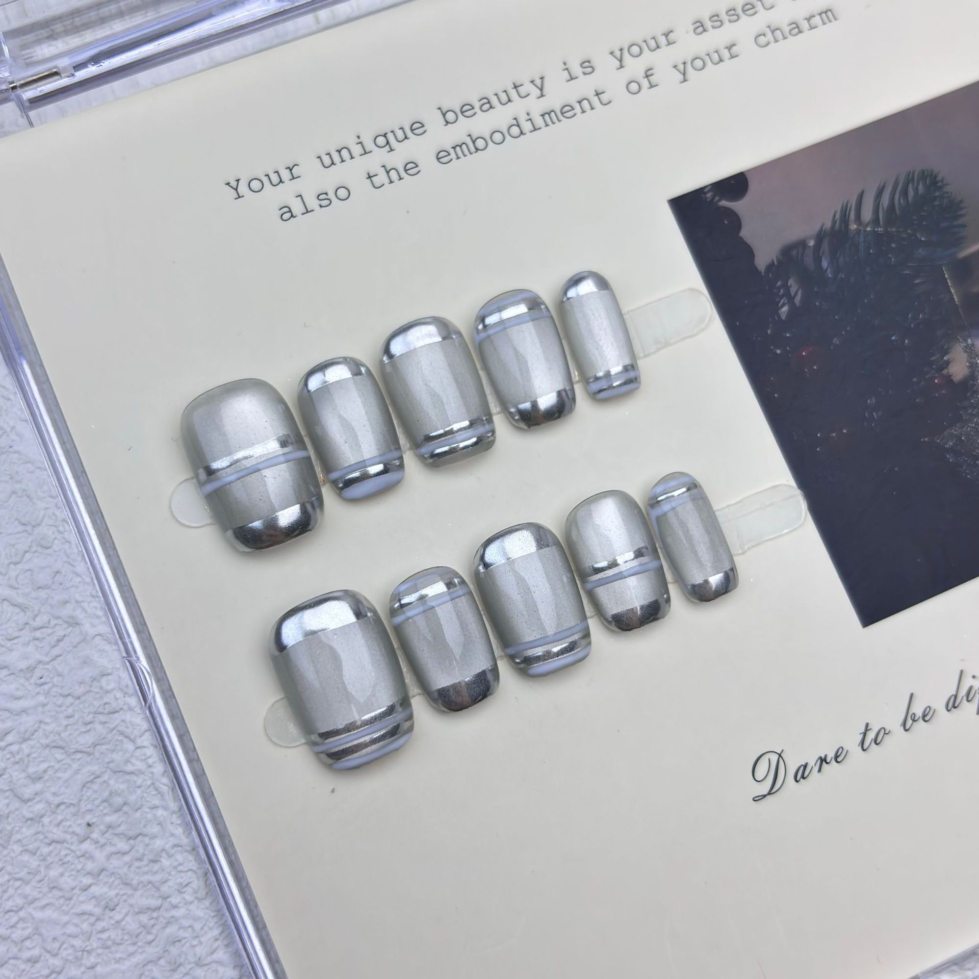 10pcs Aurora Chrome Press on N - Nail Art Overlay recension och pris