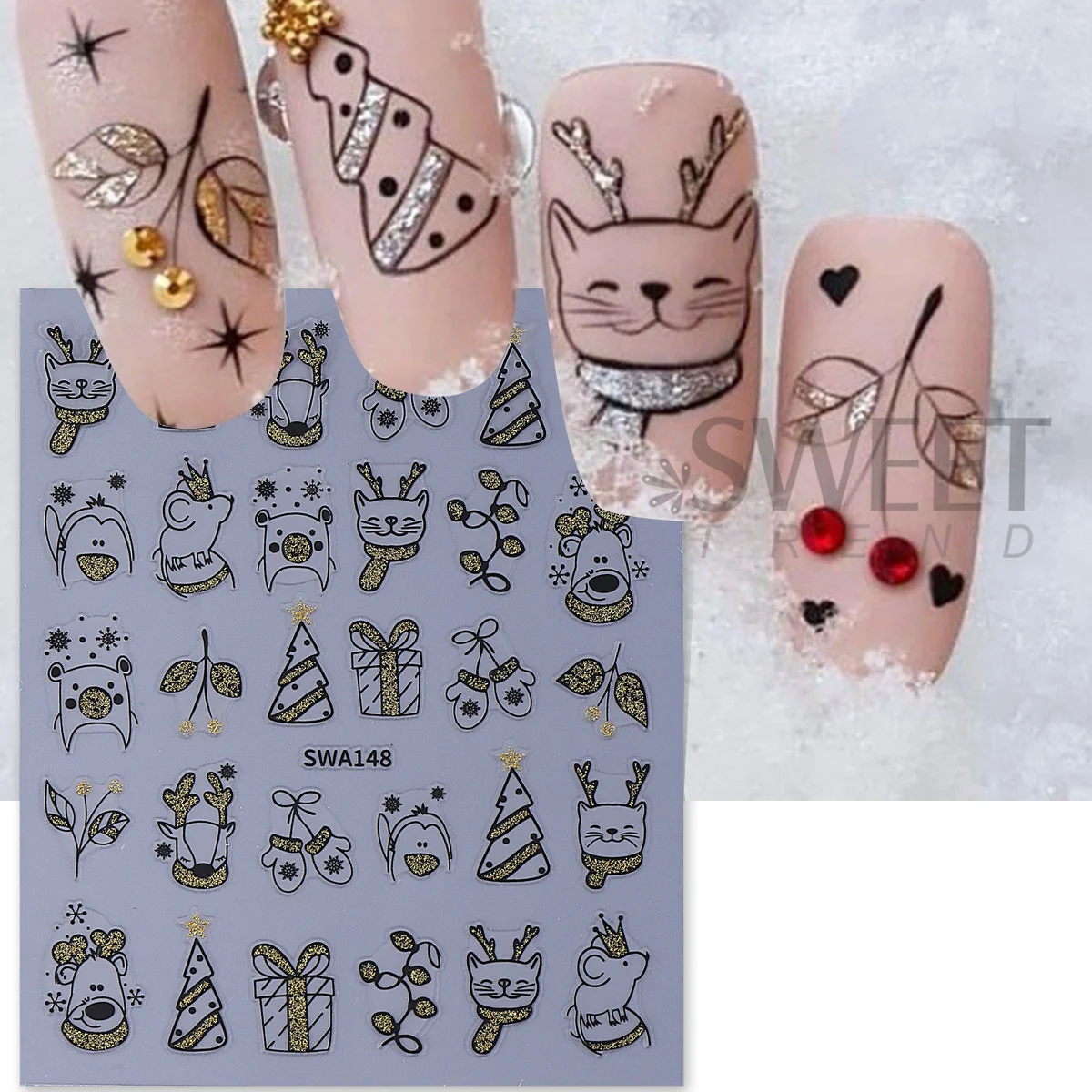 2pcs Shinning Cartoon Christma - Nail Art Xmas Simple recension och pris